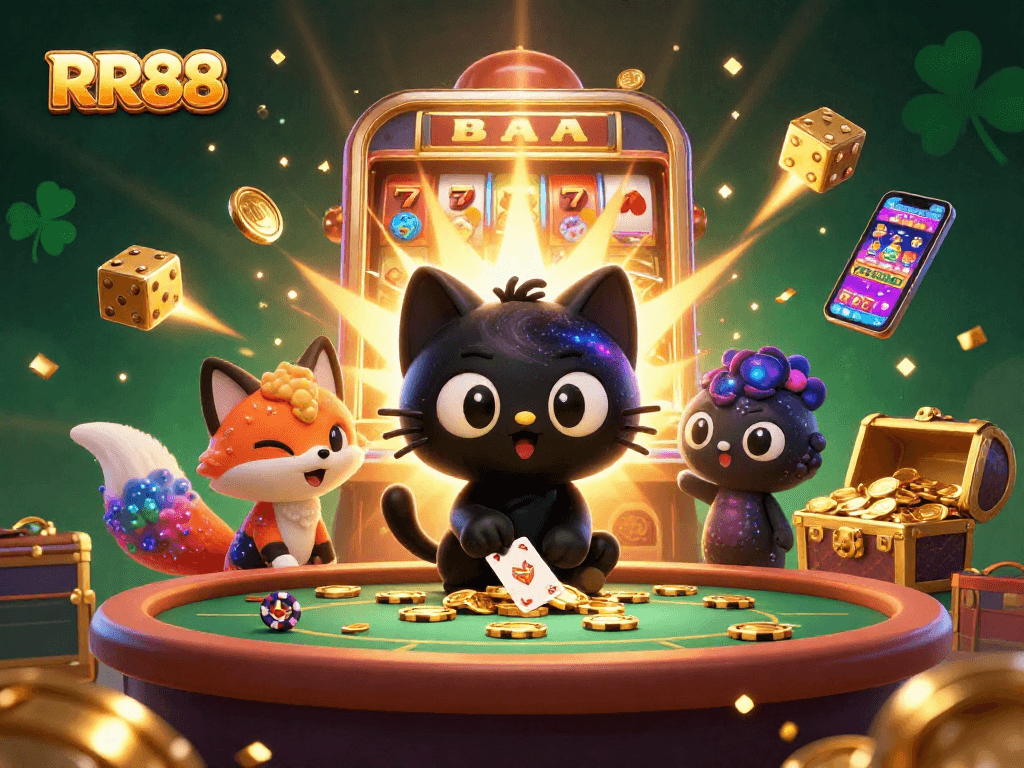 Experience winning thrills at RR88 with an exciting cosmic casino adventure featuring vibrant characters and rich game elements.