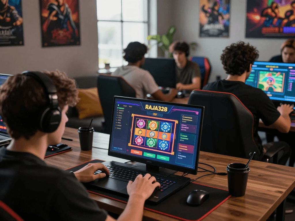 RAJA328 link showcases an online gaming scene with players engaged in dynamic activities, embodying excitement and community for 2026.