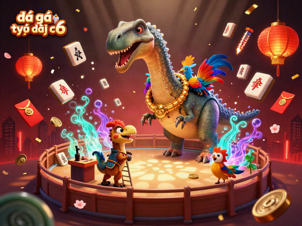 Experience the thrill of đá gà trực tiếp c6 as animated characters fill the cockfighting arena with excitement.