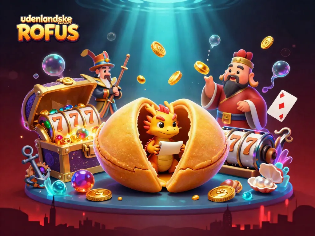 Engage with udenlandske casinoer uden ROFUS in a vibrant casino-inspired scene with characters and game elements.