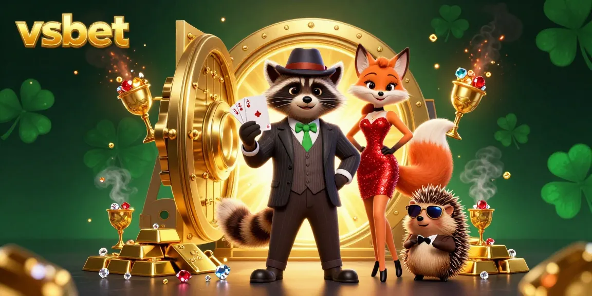Experience the thrill of vsbet with a lively scene featuring charming characters in a vibrant casino atmosphere.