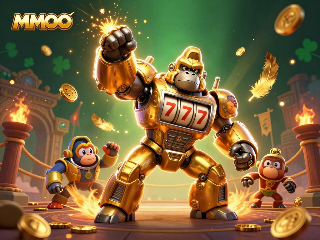 Experience thrilling gameplay with MMOO in this action-packed casino showdown illustration.