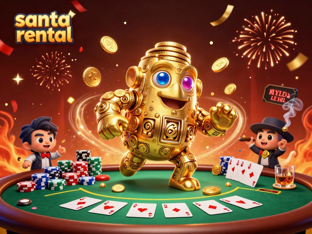 Experience magical moments with santa rental as golden coins and poker games collide.