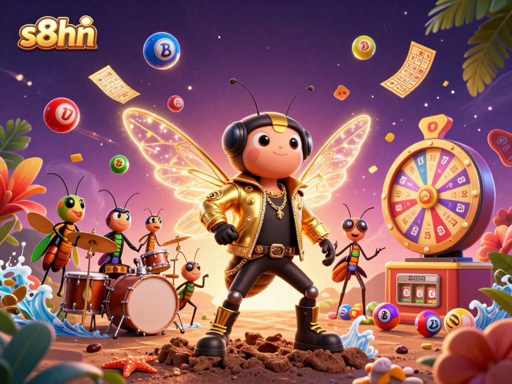 Experience thrilling s8hn gameplay with vibrant illustrations of lottery balls and exciting casino elements.
