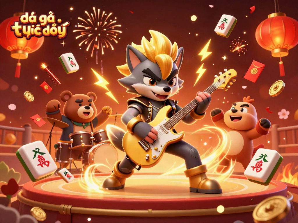 Experience the excitement of đá gà trực tiếp thomo with dynamic characters, vibrant colors, and festive elements.