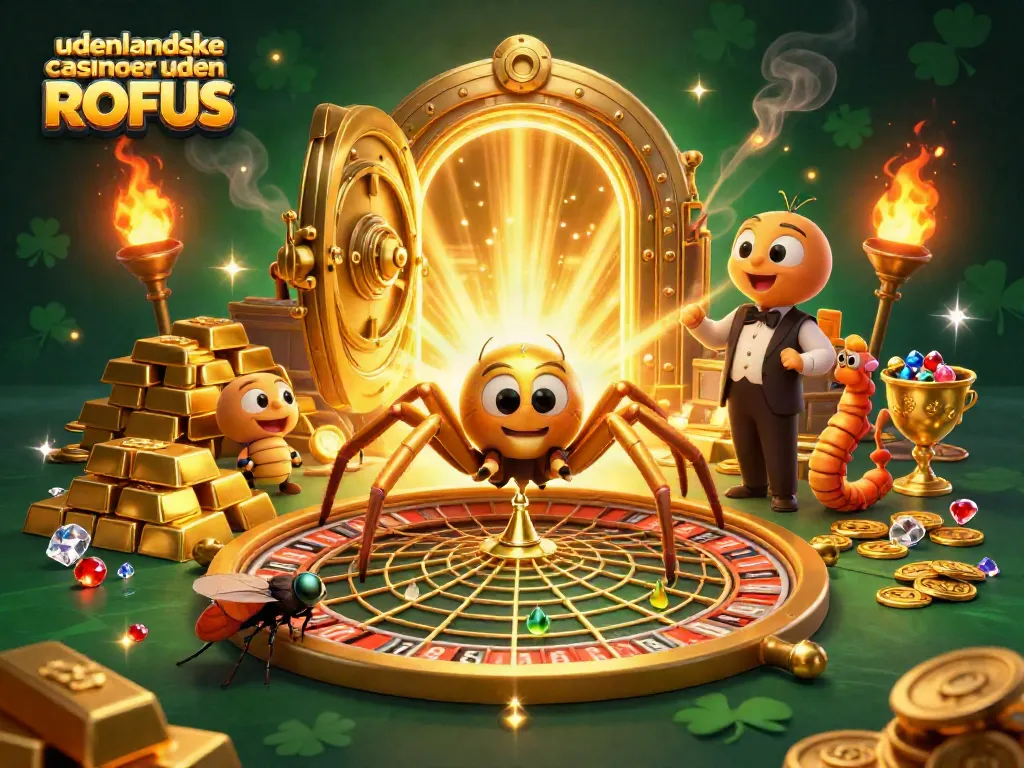 Experience udenlandske casinoer uden ROFUS with a golden spider roulette scene and dynamic game elements.