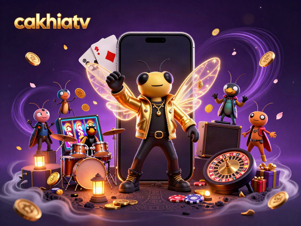 Experience thrilling gameplay with CakhiaTV’s vibrant 3D gaming scene capturing the excitement of online slots.