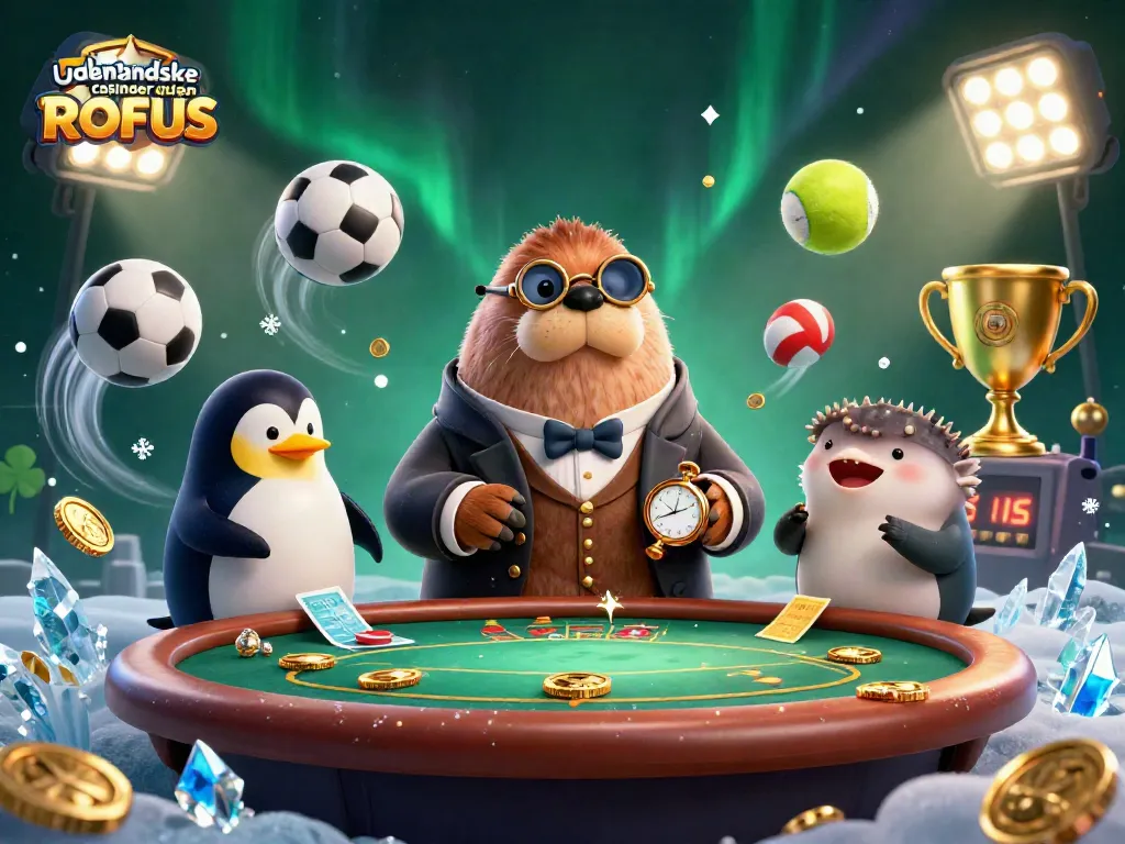 Engage with udenlandske casinoer uden ROFUS through this vivid 3D illustration depicting a fancy underwater poker game.