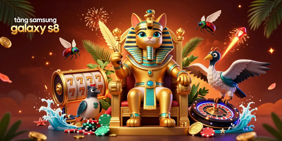 Engage with the tặng samsung galaxy s8 experience through our vibrant casino-themed 3D illustration.