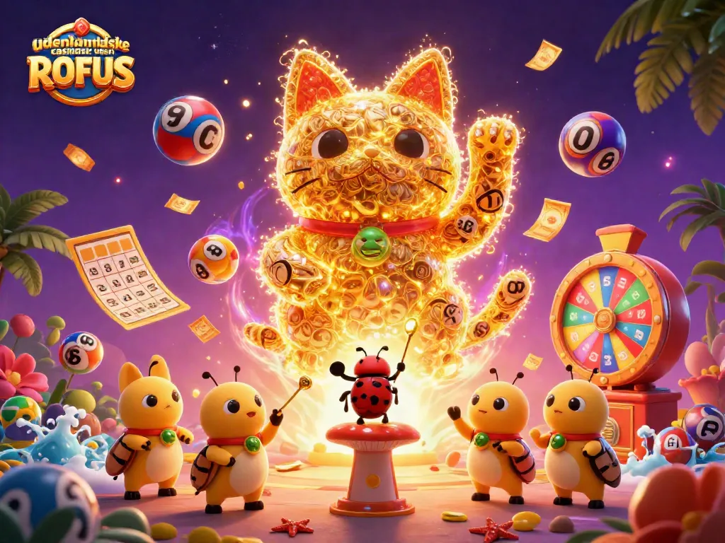 Experience the thrill of udenlandske casinoer uden ROFUS with a vibrant 3D lucky cat scene.