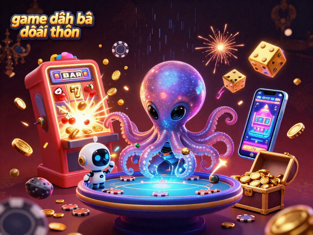 Engage in exciting game đánh bài đổi thưởng with a vibrant illustration of a lively casino scene.