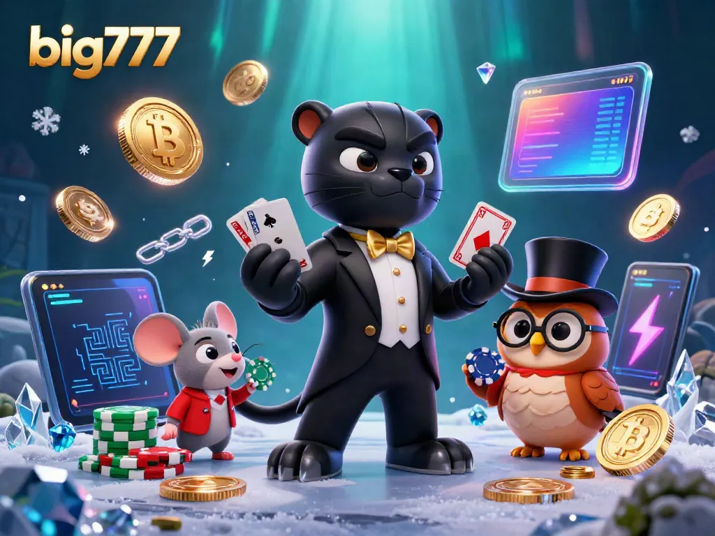 Experience the excitement of big777 slots with vibrant characters and Bitcoin coins sparkling in this dynamic illustration.