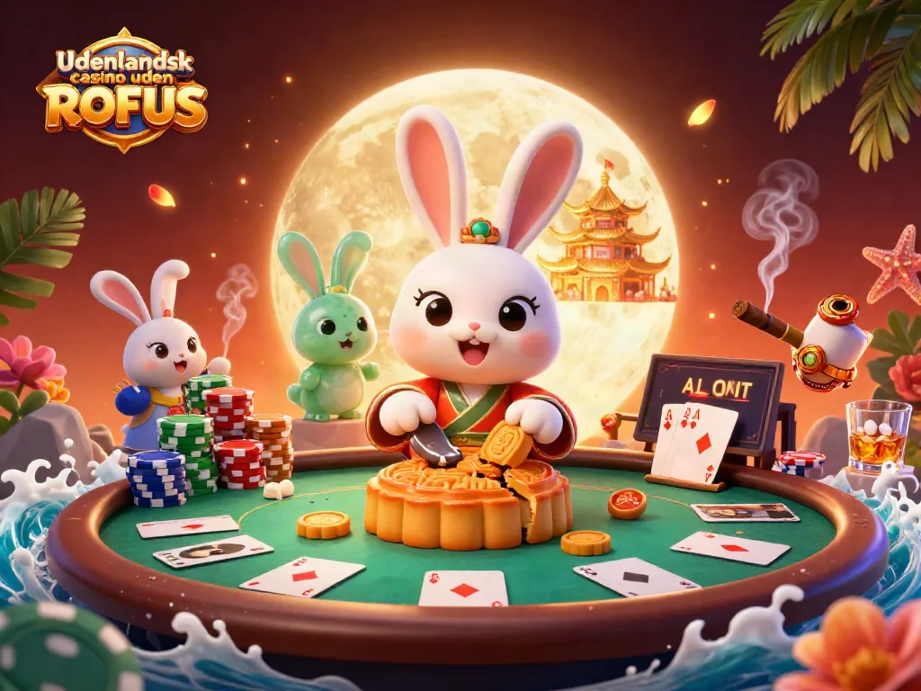 Engage in fun gaming at udenlandsk casino uden ROFUS with iconic characters, poker chips, and vibrant casino elements.