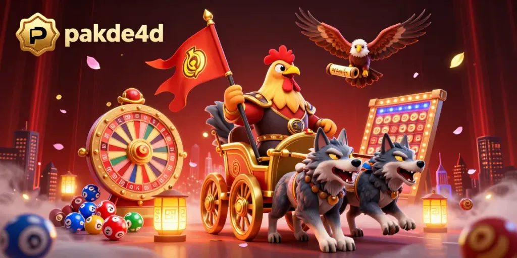 Engage with lottery excitement through pakde4d's vibrant 3D illustration showcasing a lottery-themed scene with dynamic characters.