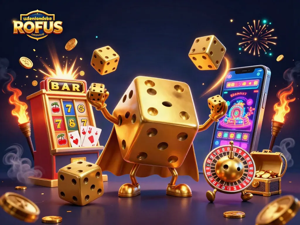 Engage with udenlandske casinoer uden ROFUS depicted through vibrant characters and thrilling gaming elements.