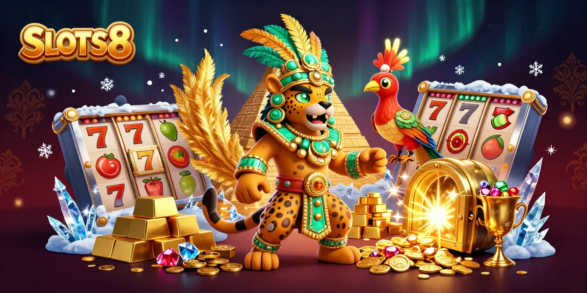 Engage in thrilling slots8 action with a Mayan jaguar priest and gold elements bursting with treasures.