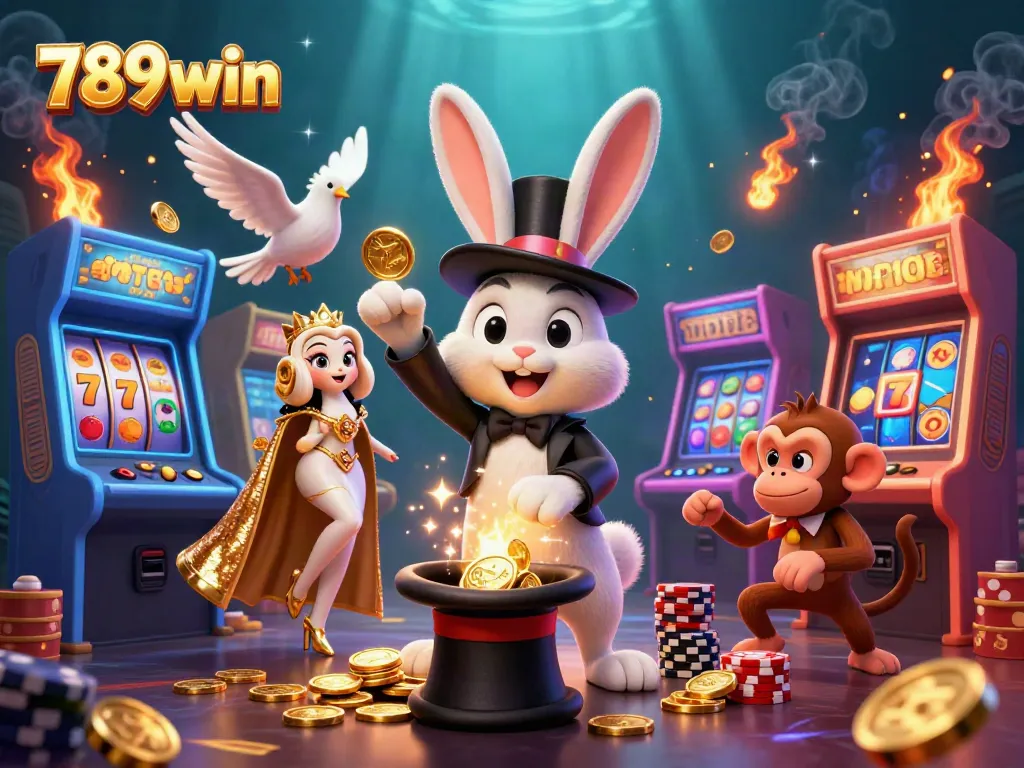 Experience thrilling gameplay at 789win with vibrant casino-themed characters and captivating gold elements.