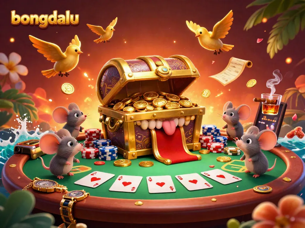 Experience the excitement of bongdalu with adventurer mice around a vibrant poker scene filled with jackpots and riches.