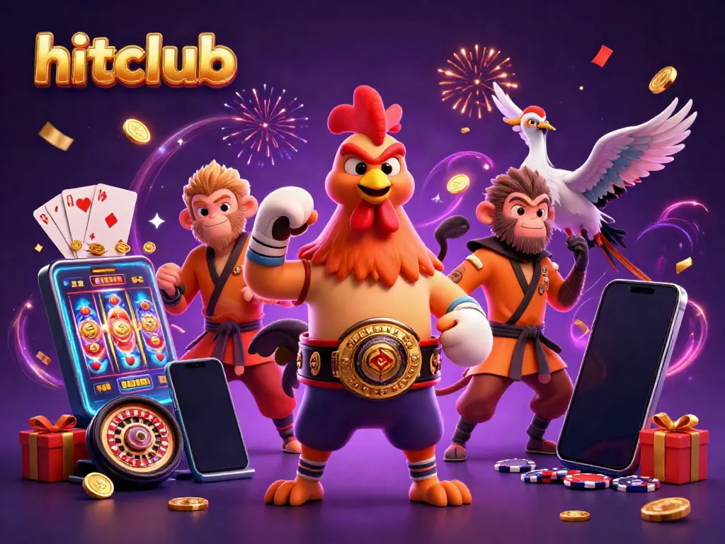 Engage with hitclub's vibrant casino scene featuring animated characters and dynamic game elements.