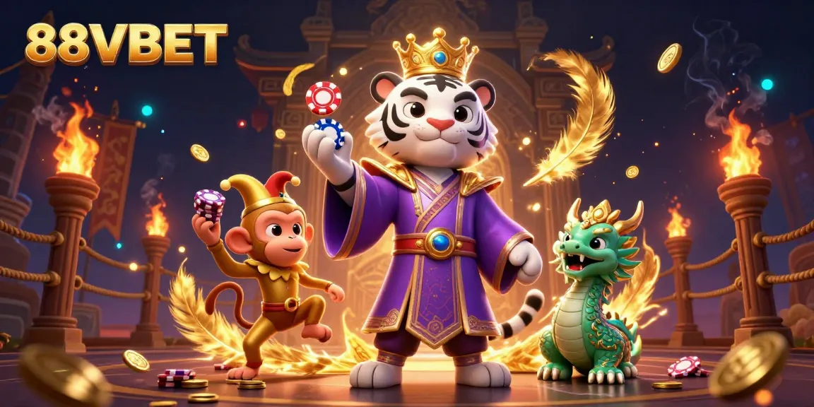 Experience thrilling gaming adventures with 88VBET's captivating tiger and monkey characters.